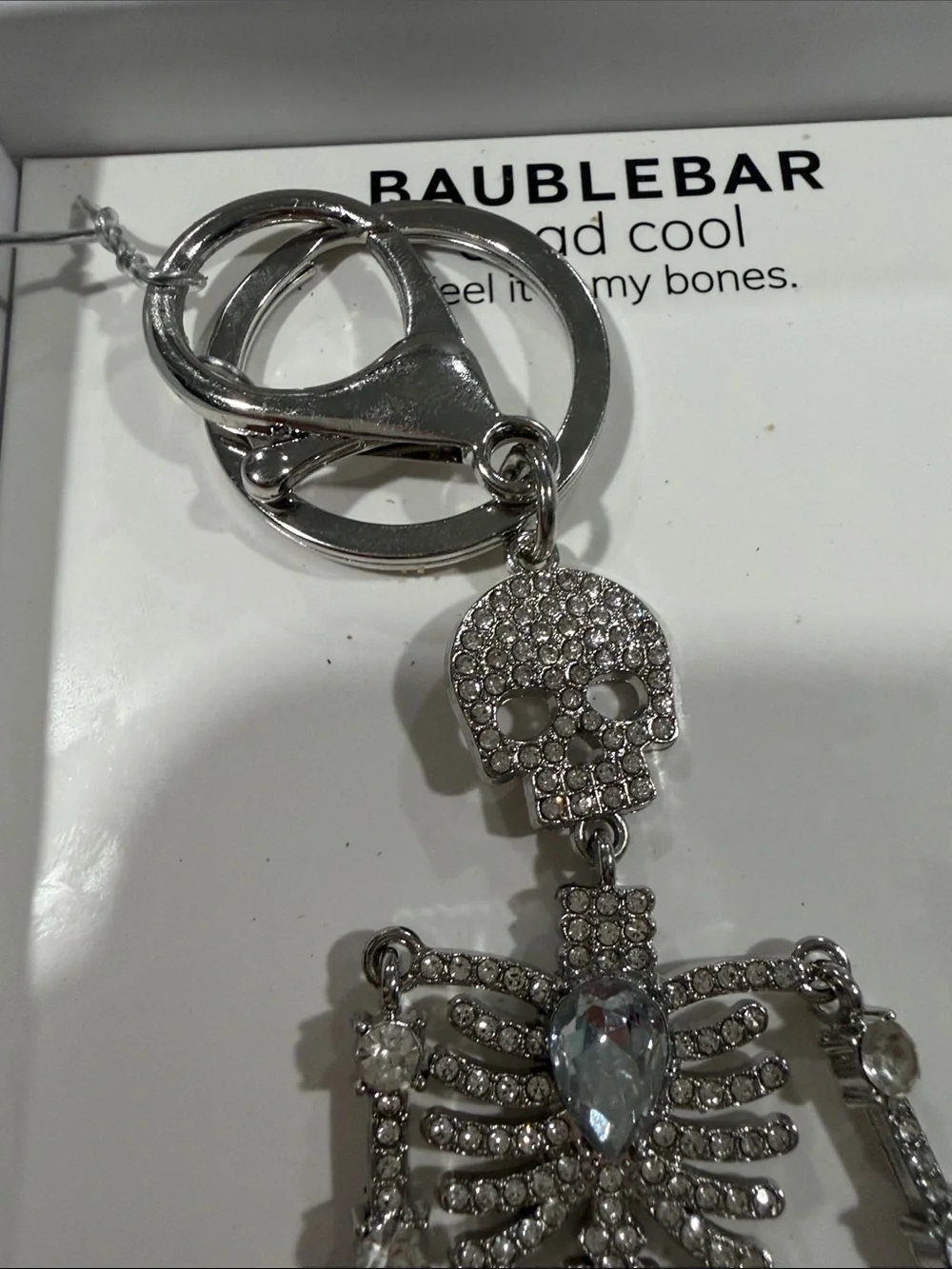 BaubleBar Silver Crystal Skeleton Key Charm